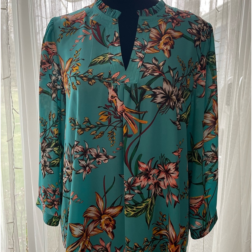 Worthington Petite Flowy Flowers Birds Size PL ~Petite Large